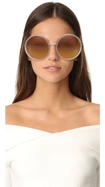linda farrow luxe 18k white gold plate round oversized sunglasses shopbop