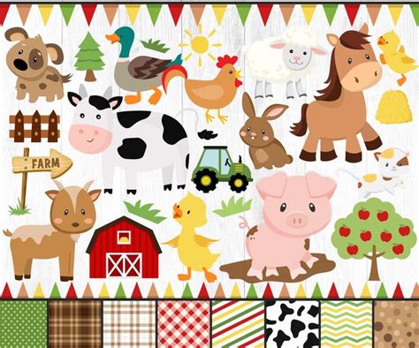 Farm Animals Clipart And Digital Papers