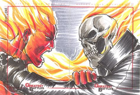 Ghost Rider Vs Human Torch In Zach Whisenants Sketch Cards Misc