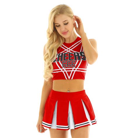 Sexy Women Cheerleader Costume Cosplay Fancy Dress Crop Top Mini Skirt