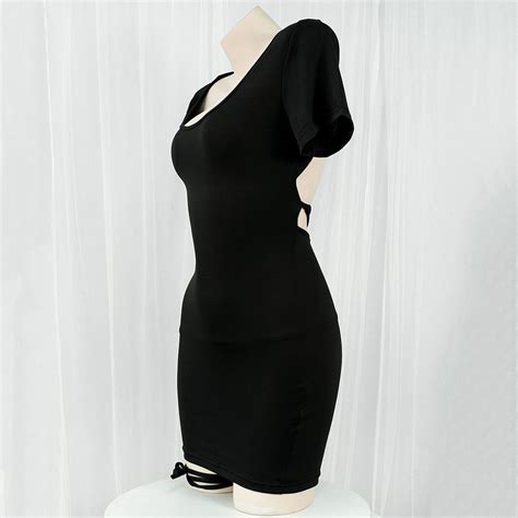 Hollow Out Black Dress Se22475 Sanrense