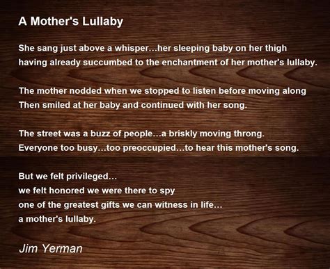 a mother s lullaby a mother s lullaby poem by jim yerman