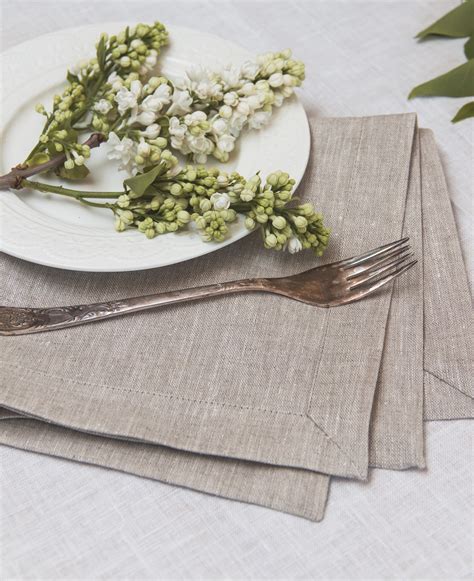 Pure Linen Placemat Set Of 6 8 10 In Light Grey Natural Linen Etsy