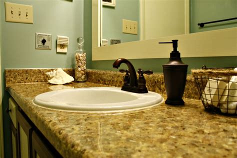Based on a template provided by the sink manufacturer, a hole is cut into the counter material and the sink is inserted from above. Painting the Counter - Faux Granite | Mrs. Bomb.com | Faux ...