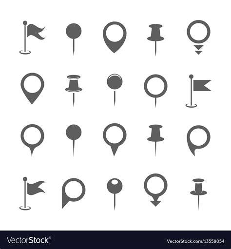 Map Pin Icons Black Place Pointer Or Royalty Free Vector