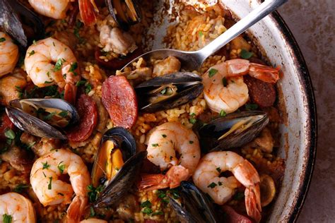 Frying Pan Paella Mixta Paella With Seafood And Meat Recipe Recipe