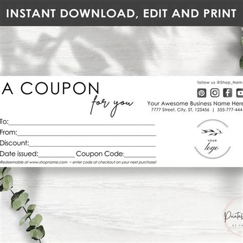 Coupon Template Etsy