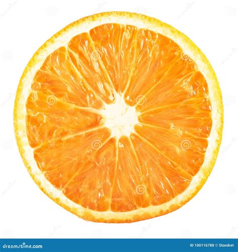 Slice Ripe Orange Citrus Fruit Isolated On White Background Stock Photo