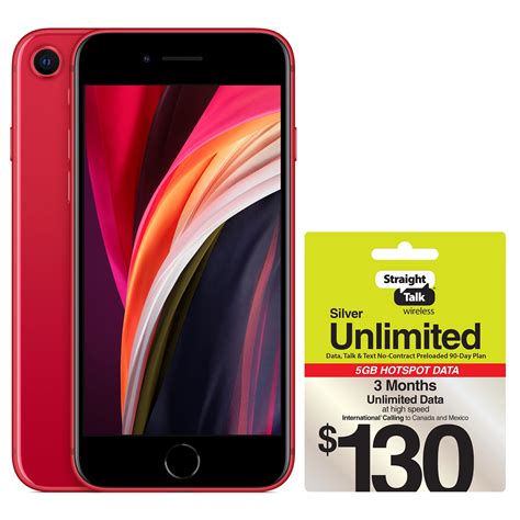 Buy Straight Talk Apple Iphone Se 2020 64gb Red Prepaid Smartphone