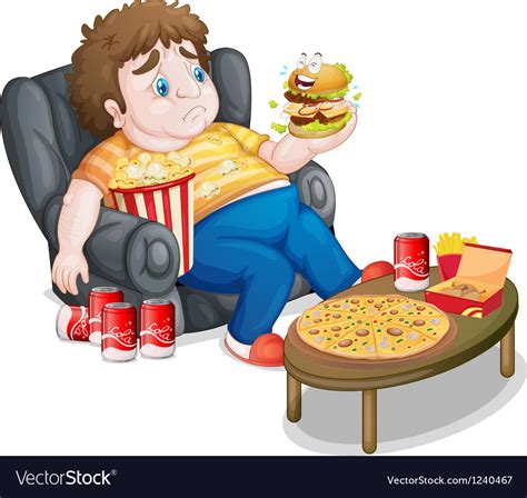 A Fat Boy Eating Royalty Free Vector Image Vectorstock