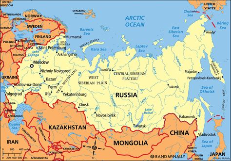 Mapa actual de Rusia - ruso Actual mapa (este de Europa - Europa)