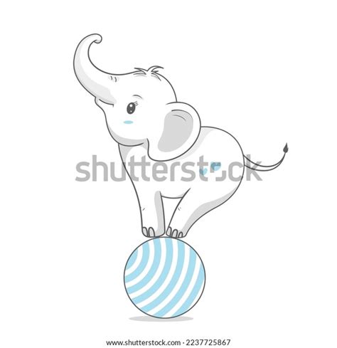 Cute Baby Elephant Playing Ball Vector Stock Vector Royalty Free