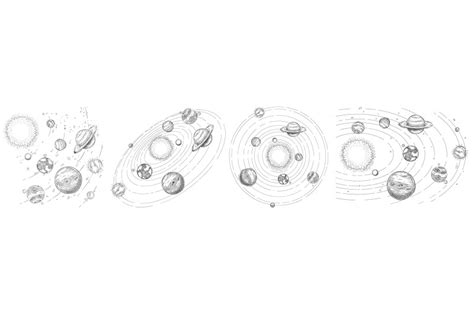 Sketch Solar System Hand Drawn Planets Orbits Planetary And Earth Or