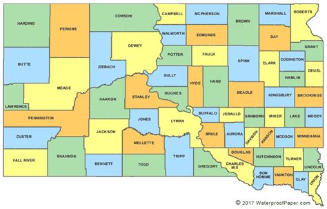 Printable South Dakota Maps State Outline County Cities