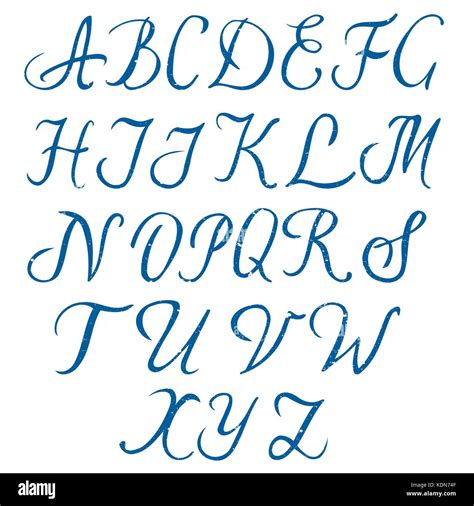 Handwritten Letters English Alphabet Blue Pen Vector Image