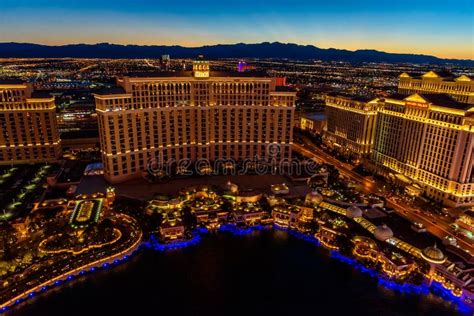 Aerial View Of Las Vegas Strip In Nevada At Night Usa Editorial