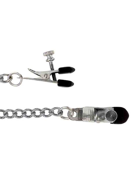 Spartacus Broad Tip Adjustable Chained Nipple Clamps Silver Wholese Sex Doll Hot Sale Top