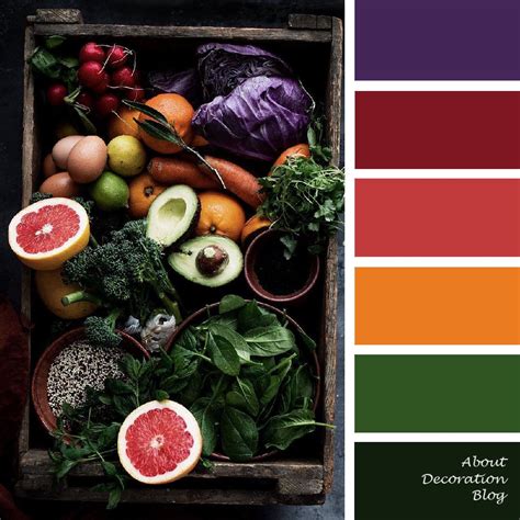Explore color palettes and combinations. Fruits and Vegetables Palette - AboutDecorationBlog | Food ...