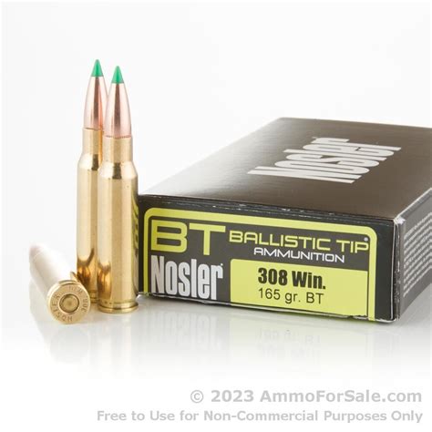 20 Rounds Of Discount 165gr Nosler Ballistic Tip 308 Win Ammo For Sale