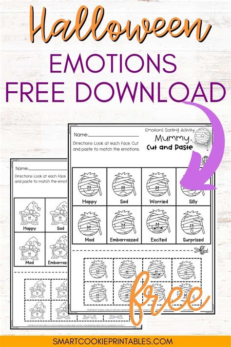 Free Halloween Cut And Paste Worksheets Identifying Emotions Smart