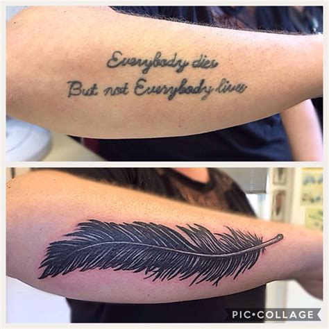 Cover Up Feather Tattoo Black And Grey Tattoo Black And Grey Feather
