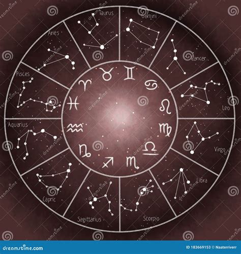 Card Of Zodiac Signs In The Starry Sky Stock Illustration