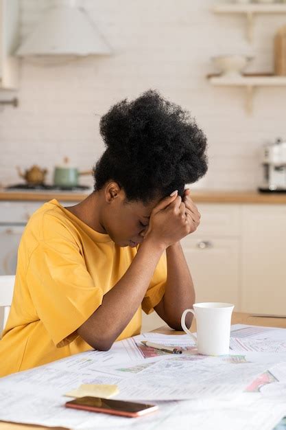 Premium Photo Overwhelmed Young Woman Exhausted Overwork Afro