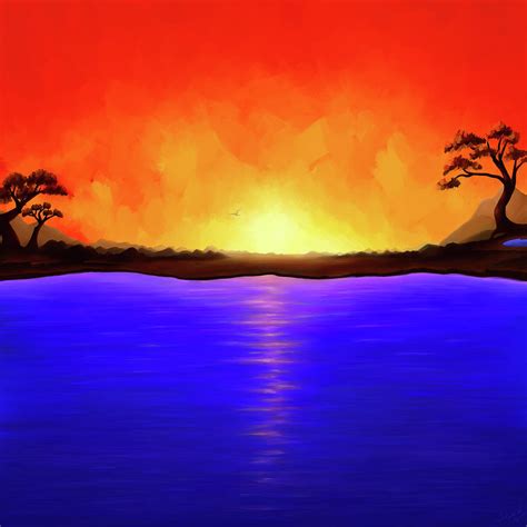 Between Fire And Water Surreal Sunset Landscape Painting By Sergei Vo