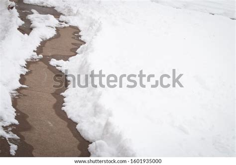 Shoveled Snow On Concrete Sidewalk Stock Photo 1601935000 Shutterstock