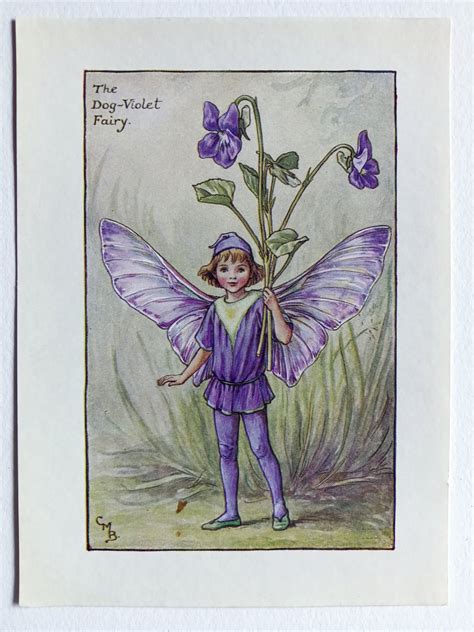 Dog Violet Flower Fairy Print Flower Fairy Prints