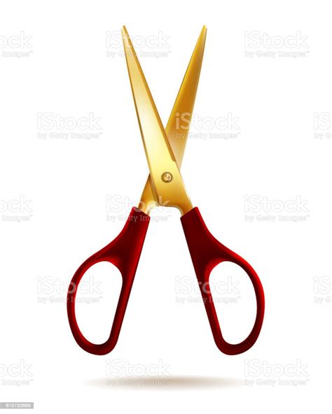 Golden Scissors Isolated On White Background Stock Illustration