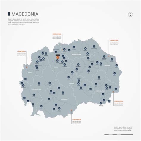 Macedonia Map With Borders Cities Capital Skopje And Administrative