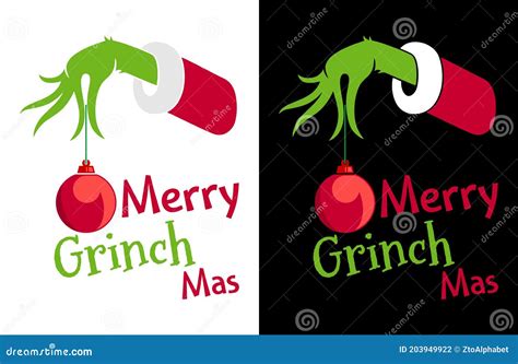Grinch Hands With Christmas Ornament Vector Illustration