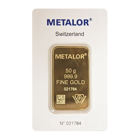 Our metalor bars are pure 24ct gold and come with a certificate of authenticity. Metalor 50 gram Gold Bar | 50g Gold Bullion Bar - Gold Bullion Co