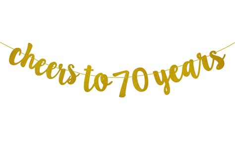 Fecedy Gold Glitter Cheers To 70 Years Banner For 70th Birthday Party
