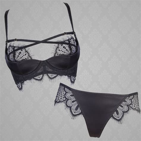 Playful Promises Zora Satin And Lace Padded Half Cup Bra Black Half Cup
