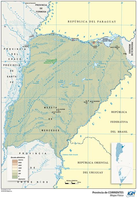 Mapa Físico De La Provincia De Corrientes Argentina Corrientes Ex