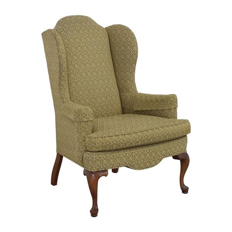 Chesterfield queen anne wing handmade chair antique genuine leather. 90% OFF - Ethan Allen Ethan Allen Queen Anne Wing Chair ...