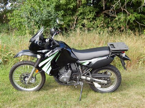 An adventure motorcycle or a flimsy pretender? 2008 & newer KLR 650 Slider Rear Rack with Top Box Quick ...