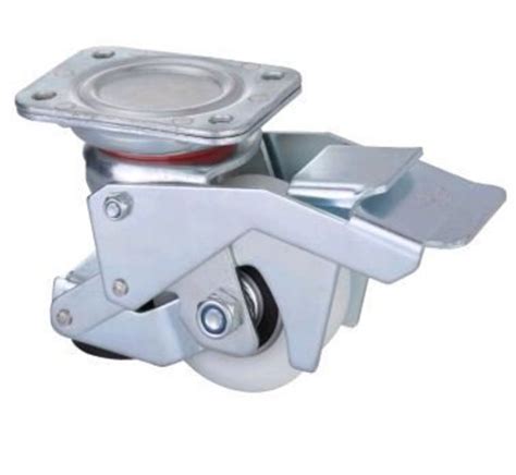 StainlessFoot Operated Levelling Fixed Caster With 80x40mm Nylon Wheel