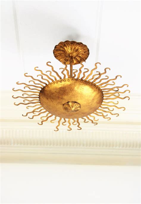 2) turn off your electricity and remove your existing fixture by disconnecting the wires. Gilt Iron Sunburst Curly Light Fixture / Chandelier ...