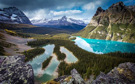 Nature Lake Mountain Valley Forest Trees Sky Clouds