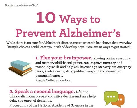 top 10 ways to prevent alzheimer s disease
