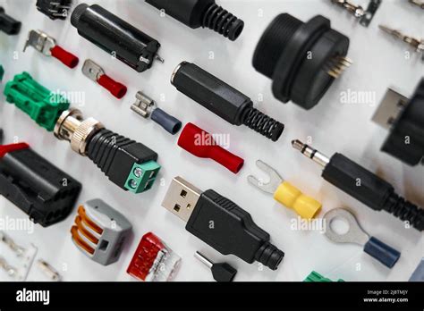Set Of Different Plugs And Connectors Of Electric Equipment Stock Photo