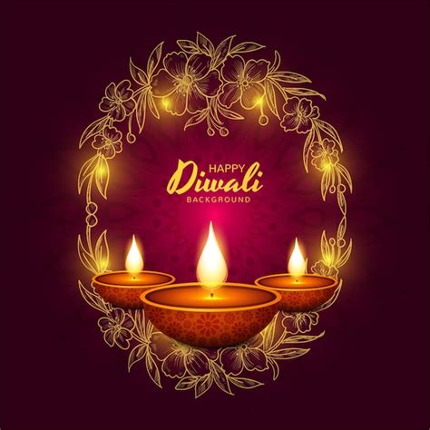 Free Vector Happy Diwali Festival Of Lights Celebration Card Background