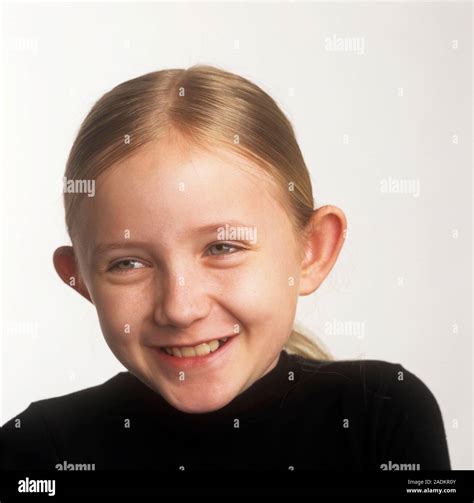 Model Released Smiling Ten Year Old Girl Stock Photo Alamy