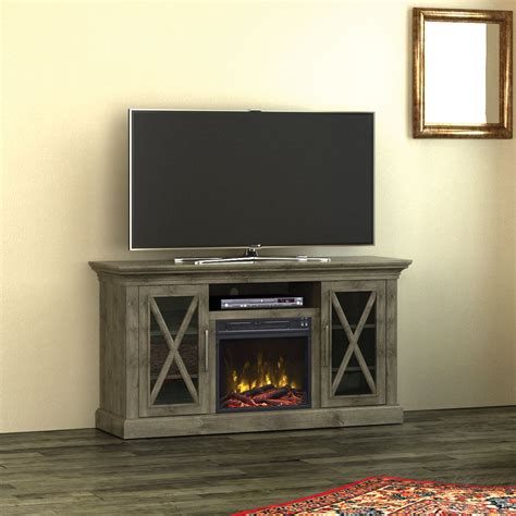 Fischer 54 Tv Stand With Electric Fireplace Living Room Bookcase