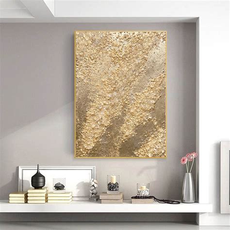Gold Leaf Abstract Wall Art Gold Leaf Painting On Canvas Etsy
