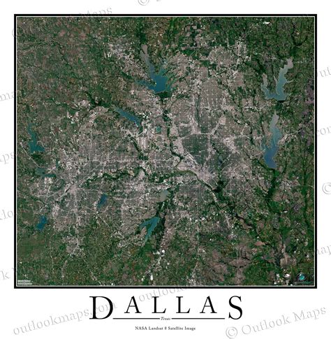 Dallas Tx Satellite Map Print Aerial Image Poster