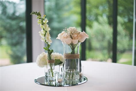 Simple White Bud Vase Centerpieces